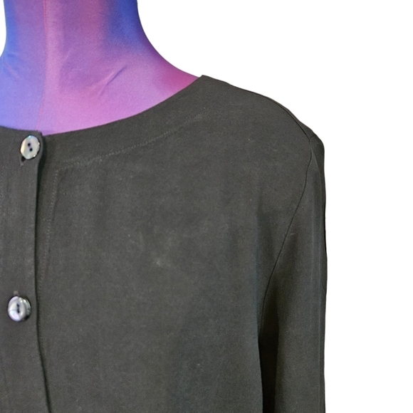 Eileen Fisher Black Handkerchief Button Down Silk Tunic Size Medium‎ Women's M5 - Picture 2 of 8